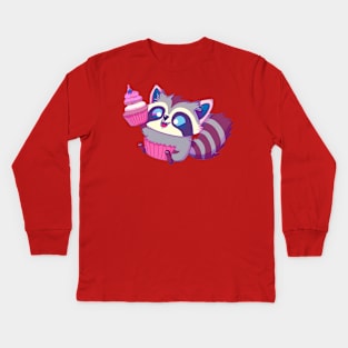 Raccon Cupcake Kids Long Sleeve T-Shirt